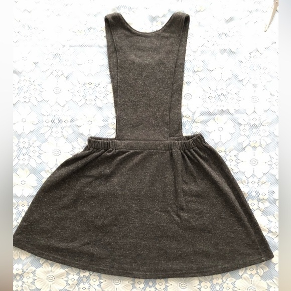 En Creme Cat Kitty Dress. Gray bib dress embroidered cats on pockets Size Medium - Picture 9 of 11